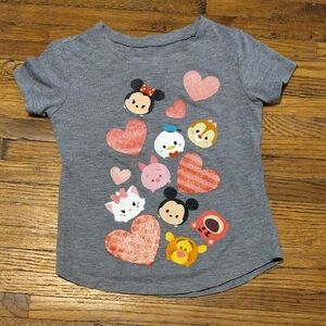 Disney Kids Gray T-Shirt with Heart and Character Design
